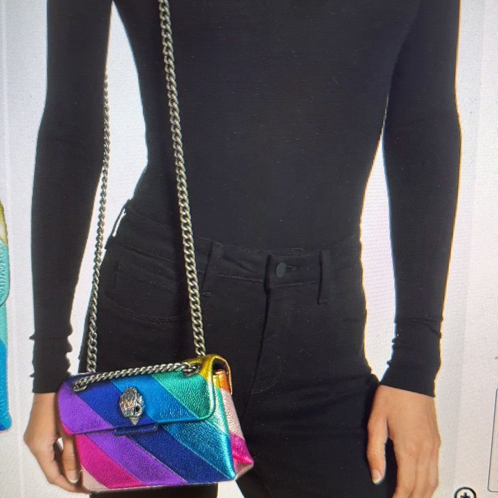 Kurt Geiger Rainbow Metallic Diagonal Stripe Shoulder Bag - Picture 4 of 16